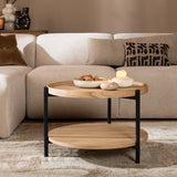 Coffee table Rio Ø58 cm white oak MDF + oak veneer