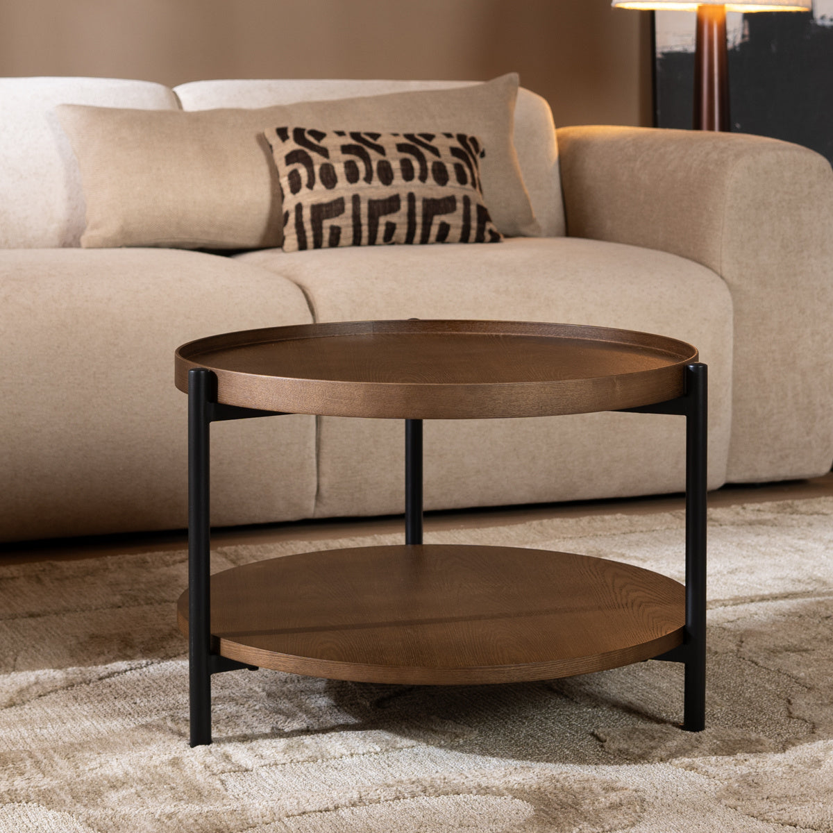 Rio coffee table Ø58 cm rustic oak veneer