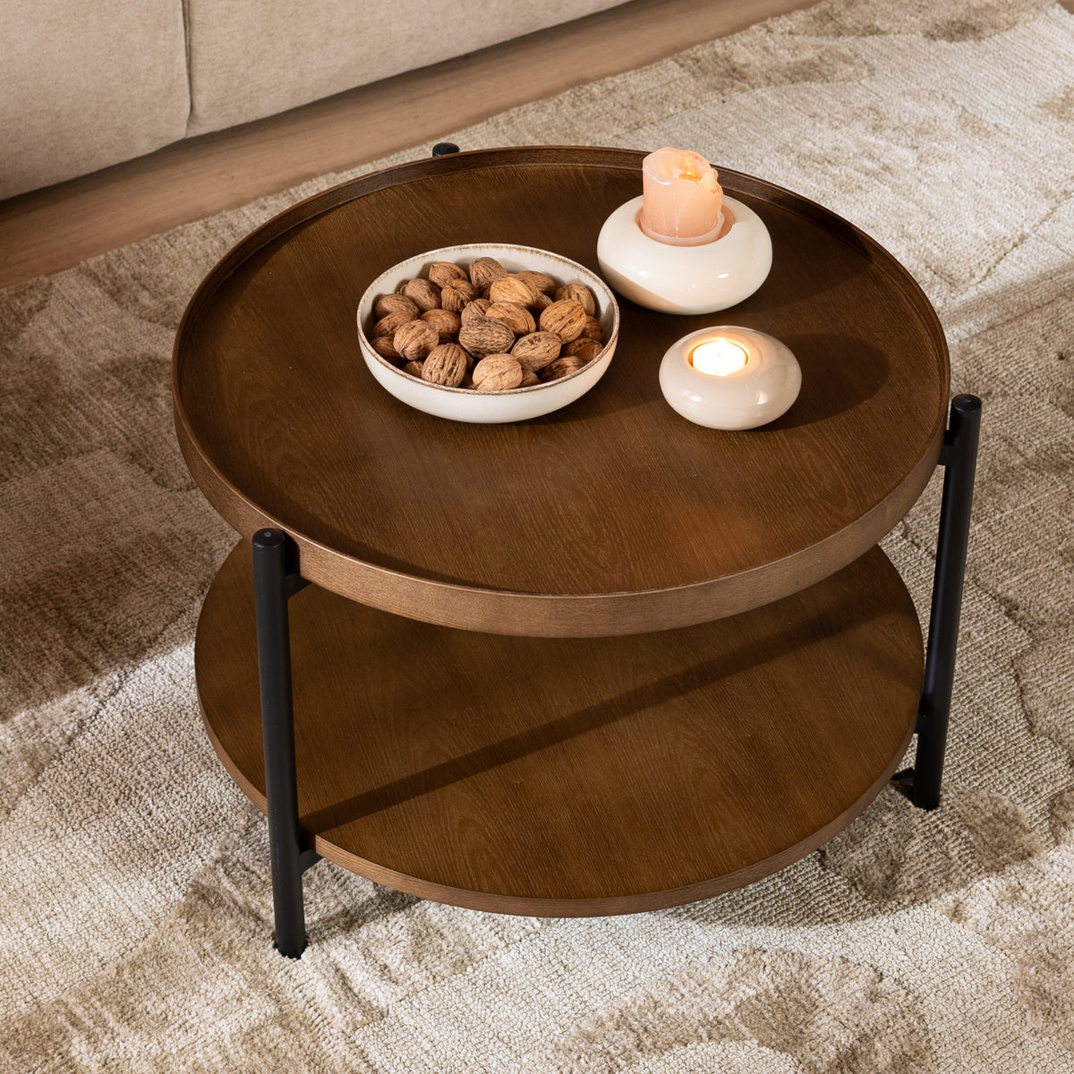 Rio coffee table Ø58 cm rustic oak veneer