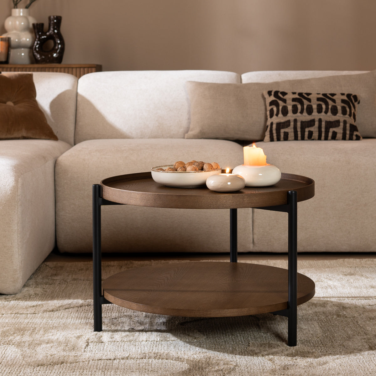 Rio coffee table Ø58 cm rustic oak veneer