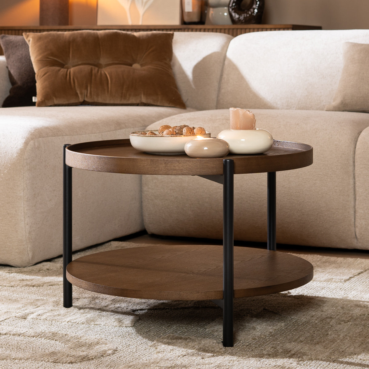 Rio coffee table Ø58 cm rustic oak veneer