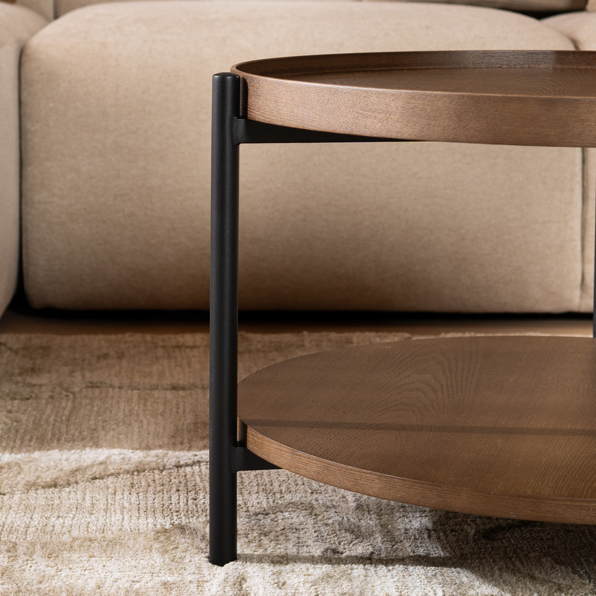 Rio coffee table Ø58 cm rustic oak veneer