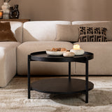 Coffee table Rio Ø58 cm black oak oak veneer