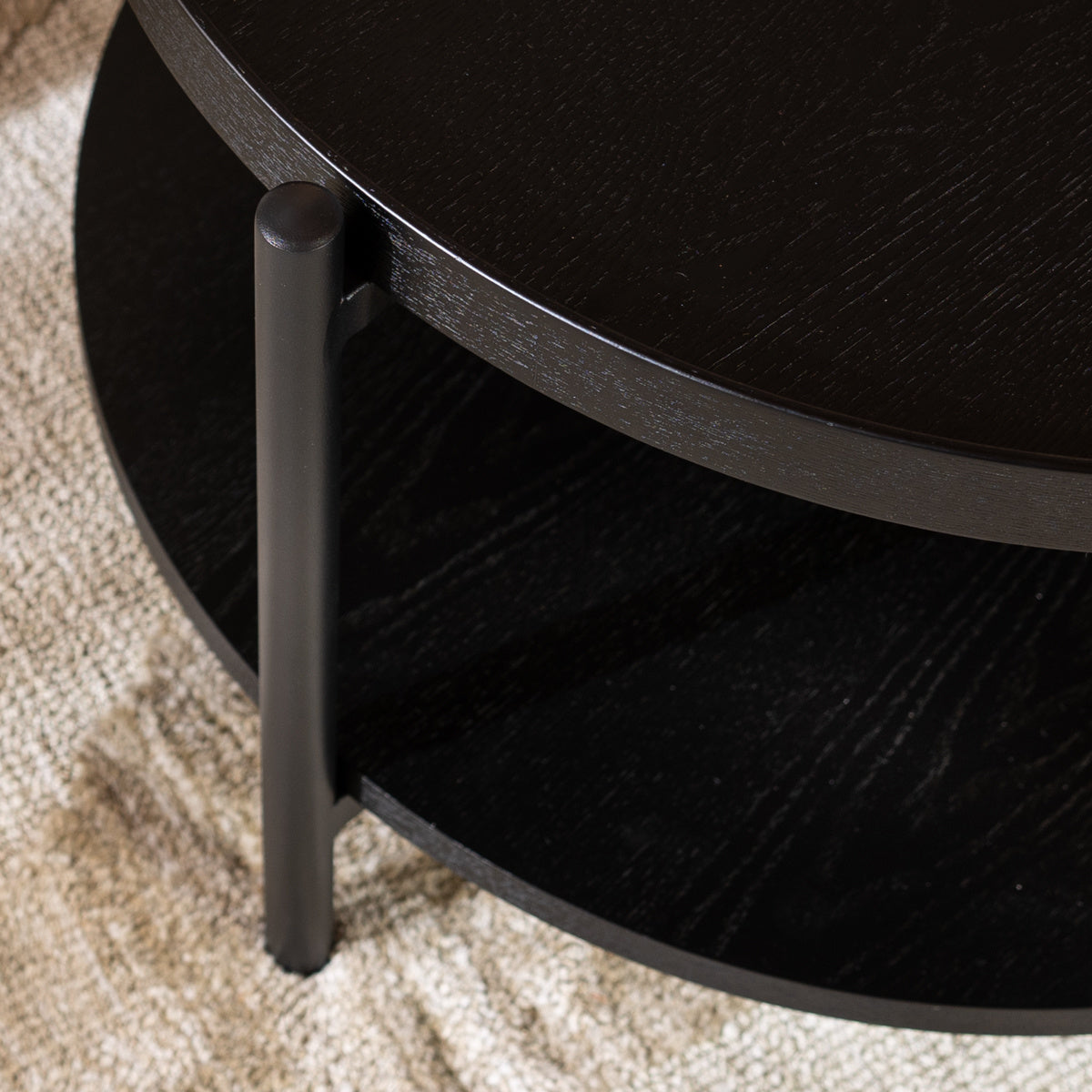 Coffee table Rio Ø58 cm black oak oak veneer