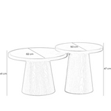 Coffee tables Mae set of 2 Ø50 and Ø62 cm travertine/rustic oak Oak veneer