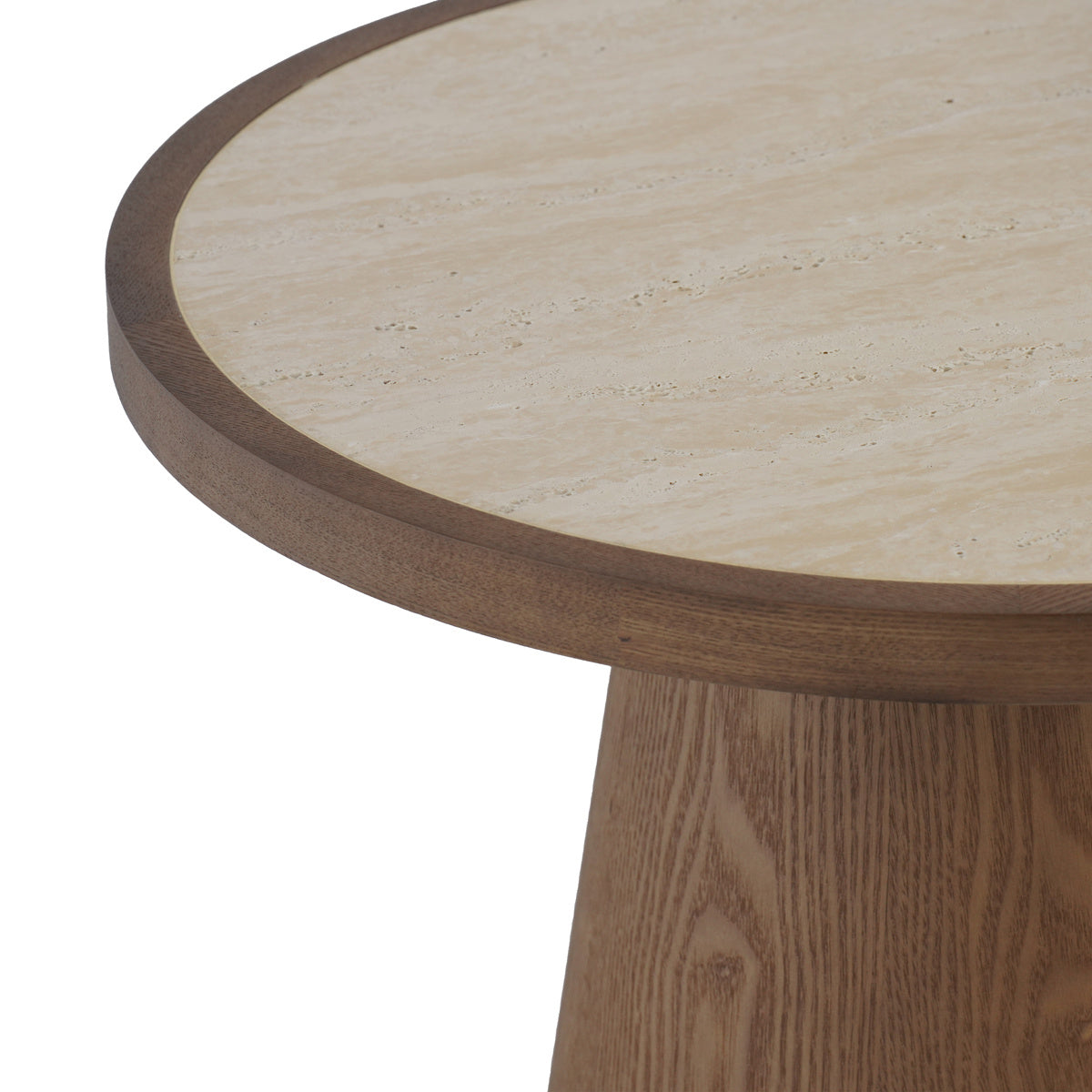 Coffee tables Mae set of 2 Ø50 and Ø62 cm travertine/rustic oak Oak veneer
