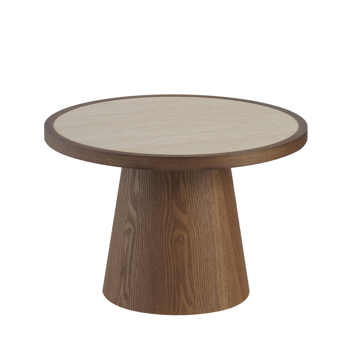 Coffee tables Mae set of 2 Ø50 and Ø62 cm travertine/rustic oak Oak veneer