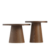 Coffee tables Mae set of 2 Ø50 and Ø62 cm travertine/rustic oak Oak veneer