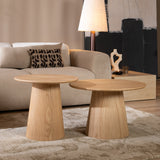 Coffee tables Ash set of 2 Ø50 and Ø62 cm clear oak Natural oak Oak veneer