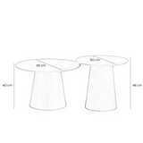 Coffee tables Ash set of 2 Ø50 and Ø62 cm clear oak Natural oak Oak veneer