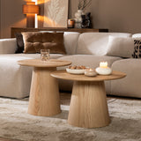 Coffee tables Ash set of 2 Ø50 and Ø62 cm clear oak Natural oak Oak veneer