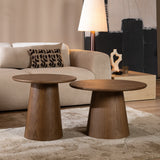 Coffee tables Ash set of 2 Ø50 and Ø62 cm rustic oak Walnut oak veneer