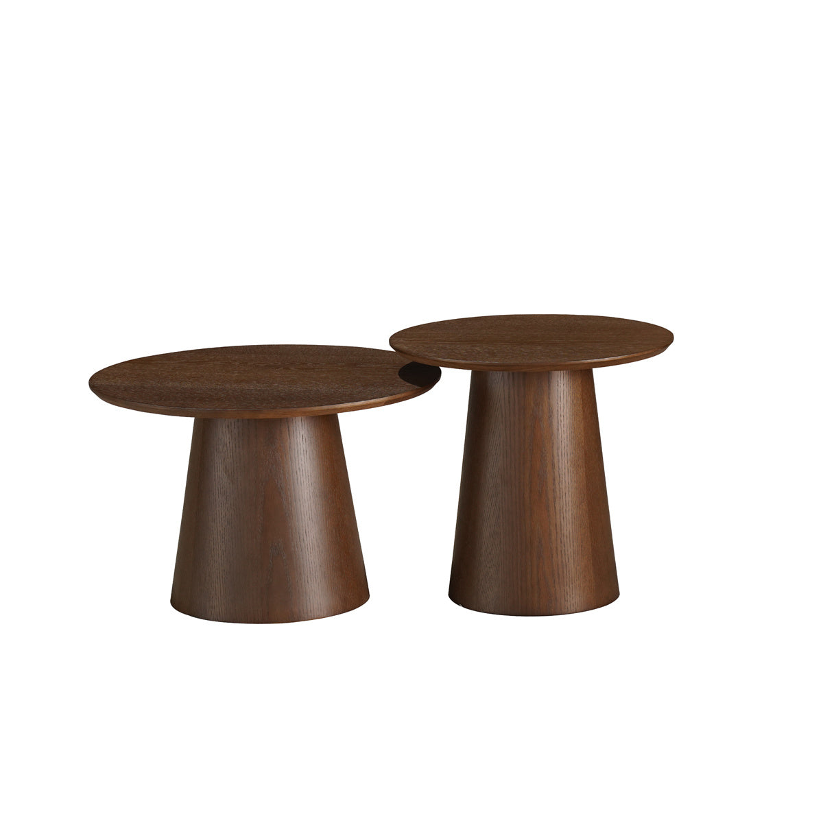 Coffee tables Ash set of 2 Ø50 and Ø62 cm rustic oak Walnut oak veneer