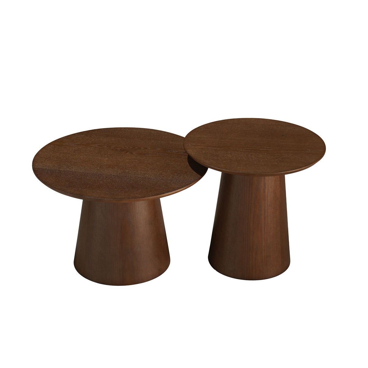 Coffee tables Ash set of 2 Ø50 and Ø62 cm rustic oak Walnut oak veneer