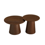 Coffee tables Ash set of 2 Ø50 and Ø62 cm rustic oak Walnut oak veneer