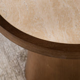 Coffee tables Mae set of 2 Ø50 and Ø62 cm travertine/rustic oak Oak veneer