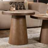 Coffee tables Mae set of 2 Ø50 and Ø62 cm travertine/rustic oak Oak veneer
