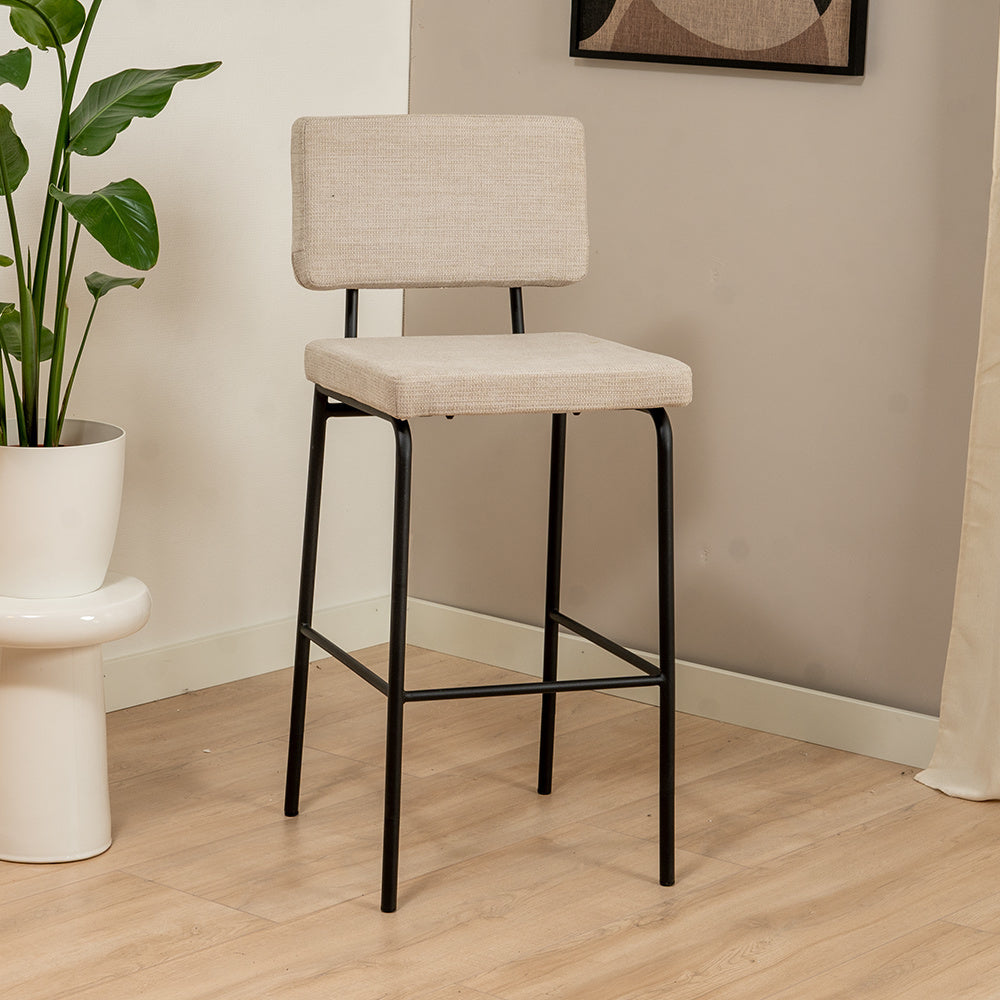 Scandinavian bar stool Aspen beige recycled fabric 64-77 cm - image 4