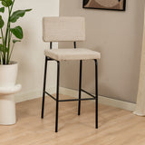 Scandinavian bar stool Aspen beige recycled fabric 64-77 cm - image 4