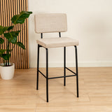 Scandinavian bar stool Aspen beige recycled fabric 64-77 cm - image 1