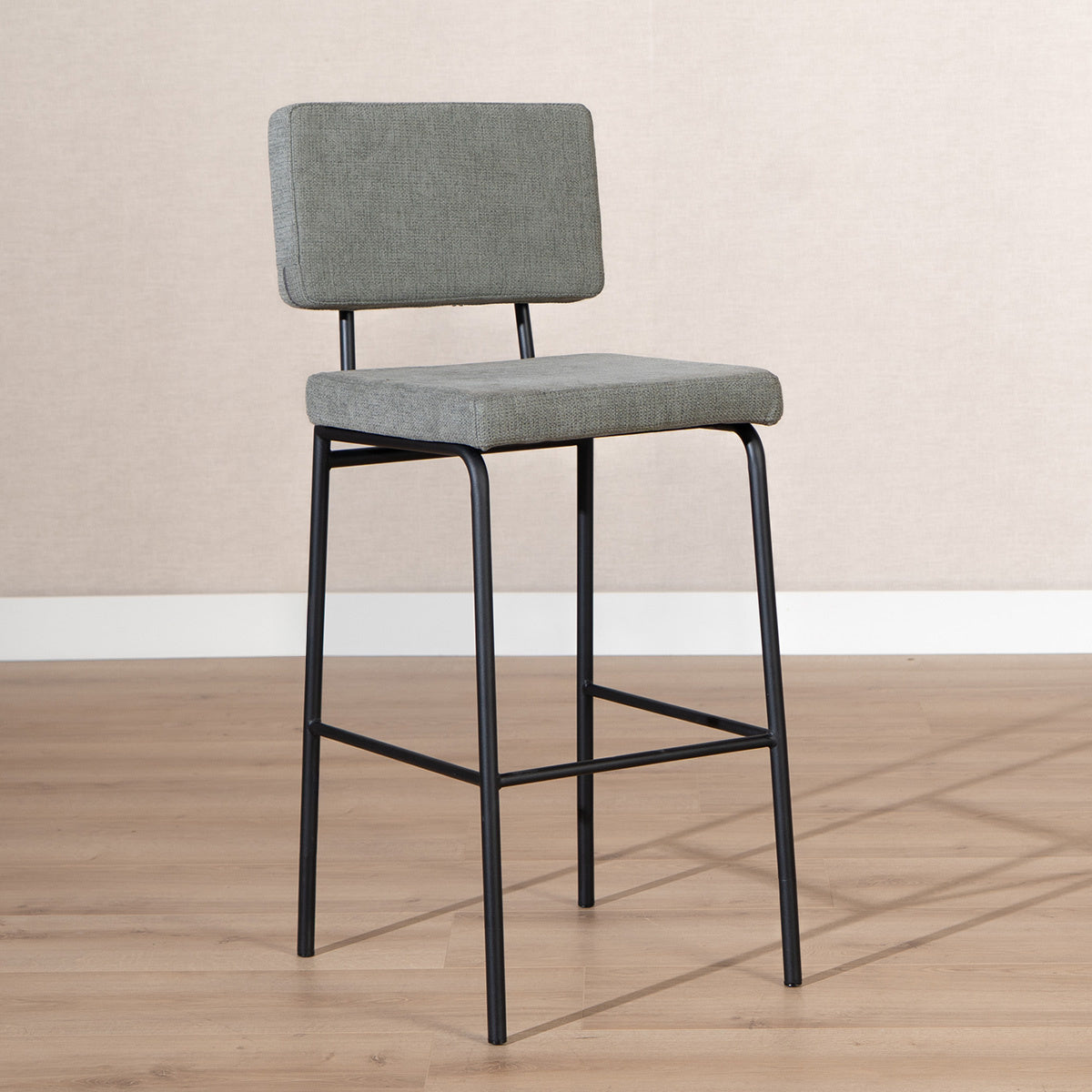 Scandinavian bar stool Aspen green recycled fabric 64-77 cm Recycled polyester 47 cm wide