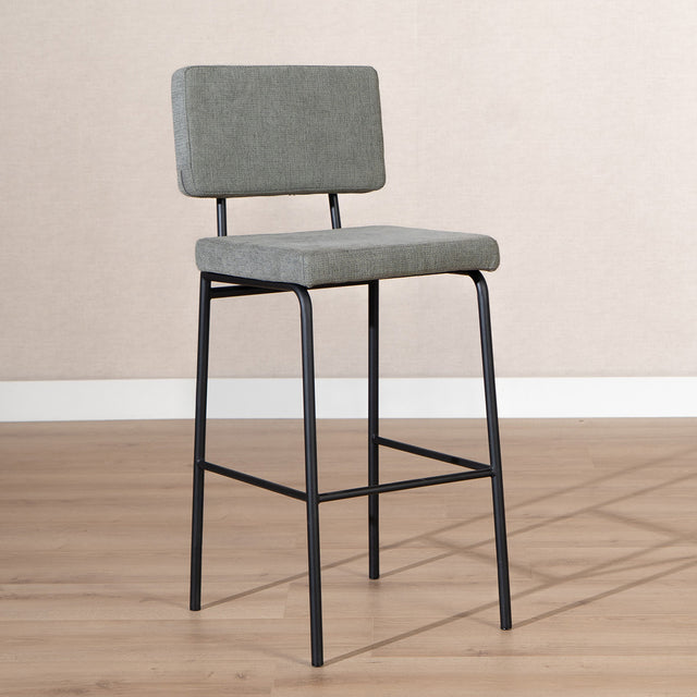 Scandinavian bar stool Aspen green recycled fabric 64-77 cm Recycled polyester 47 cm wide