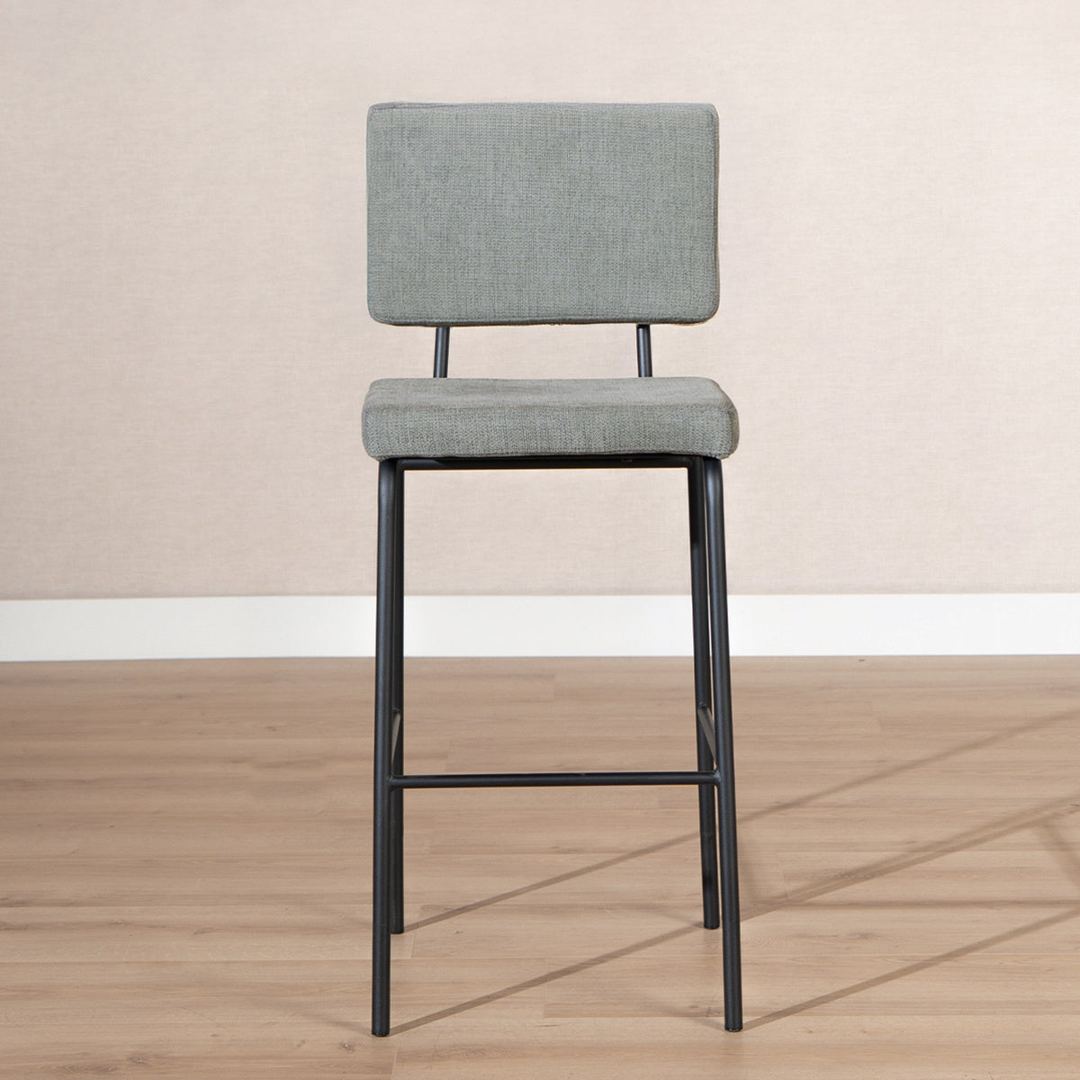 Scandinavian bar stool Aspen green recycled fabric 64-77 cm Recycled polyester 47 cm wide