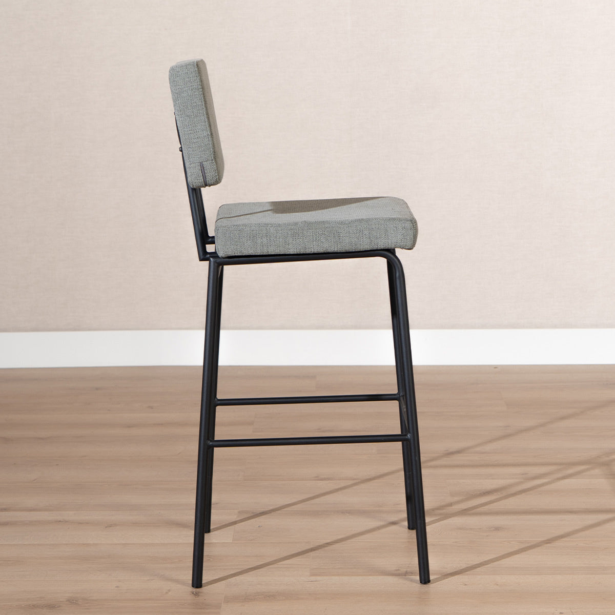 Scandinavian bar stool Aspen green recycled fabric 64-77 cm Recycled polyester 47 cm wide