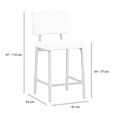 Scandinavian bar stool Aspen green recycled fabric 64-77 cm Recycled polyester 47 cm wide