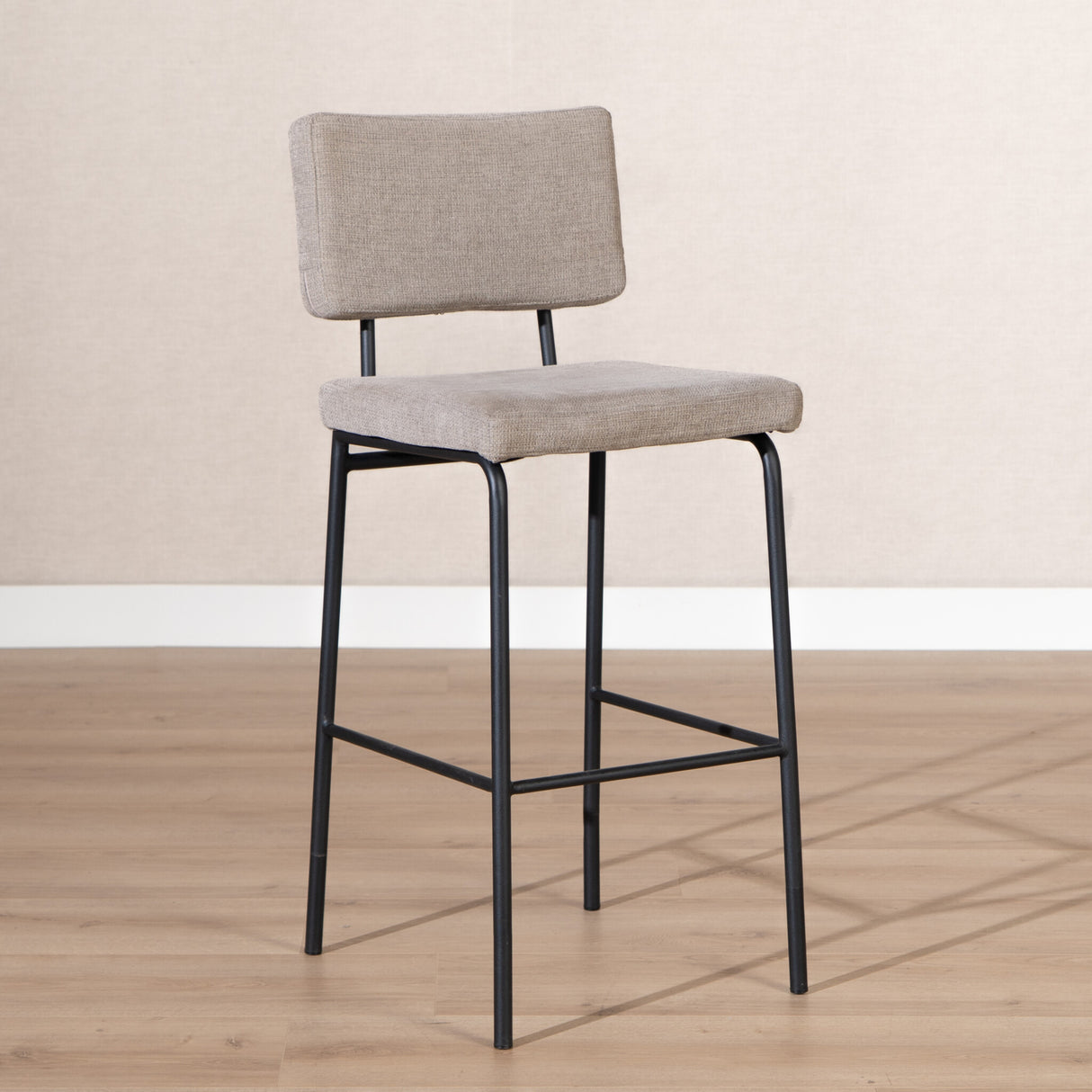 Scandinavian bar stool Espen taupe recycled fabric 64-77 cm Recycled polyester 47 cm wide