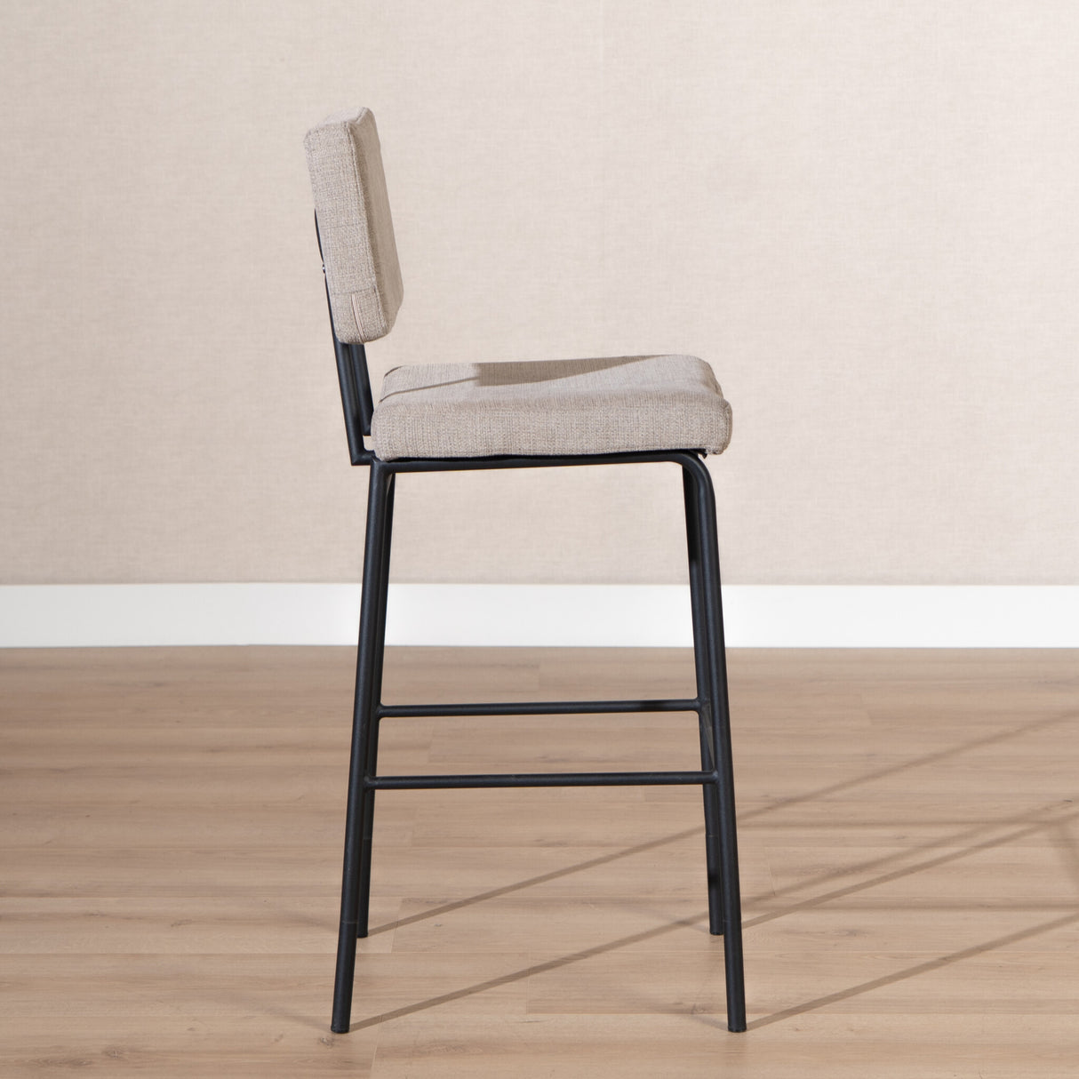 Scandinavian bar stool Espen taupe recycled fabric 64-77 cm Recycled polyester 47 cm wide