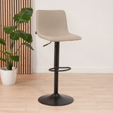 Scandinavian bar stool Eva swivel recycled fabric taupe 60-76 cm - image 1