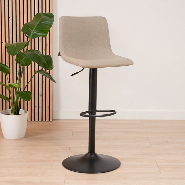 Scandinavian bar stool Eva swivel recycled fabric taupe 60-76 cm - image 1