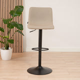 Scandinavian bar stool Eva swivel recycled fabric taupe 60-76 cm - image 2
