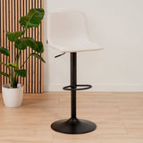 Scandinavian bar stool Eva swivel recycled fabric off white 60-76 cm - image 2