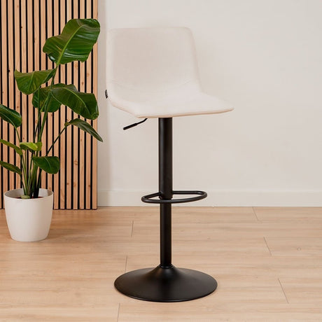 Scandinavian bar stool Eva swivel recycled fabric off white 60-76 cm - image 2