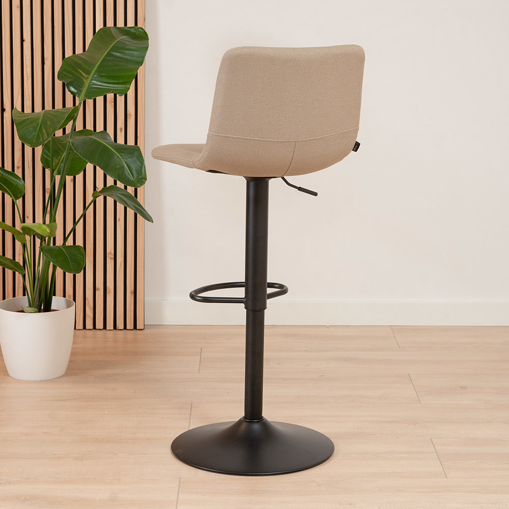 Scandinavian bar stool Eva swivel recycled fabric taupe 60-76 cm - image 3