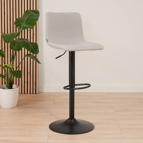 Scandinavian bar stool Eva swivel recycled fabric gray 60-76 cm - image 2