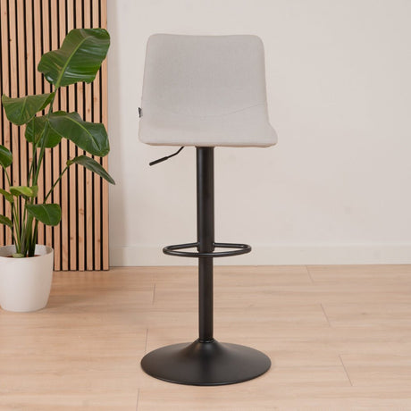 Scandinavian bar stool Eva swivel recycled fabric gray 60-76 cm - image 3