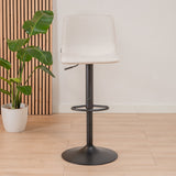 Scandinavian bar stool Eva swivel recycled fabric off white 60-76 cm - image 3
