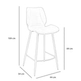 Scandinavian bar stool Jena taupe recycled fabric 69 cm - image 8