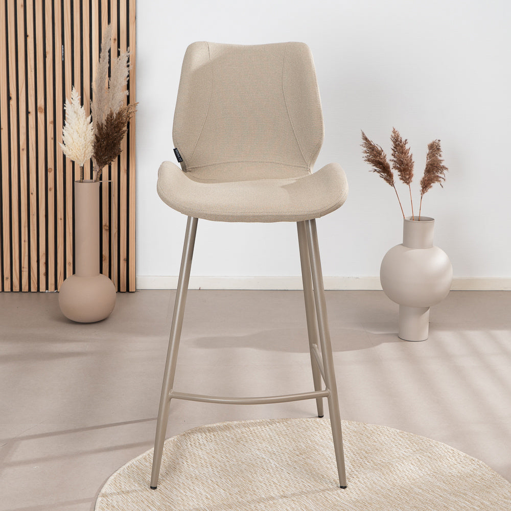 Scandinavian bar stool Jena taupe recycled fabric 69 cm - image 3