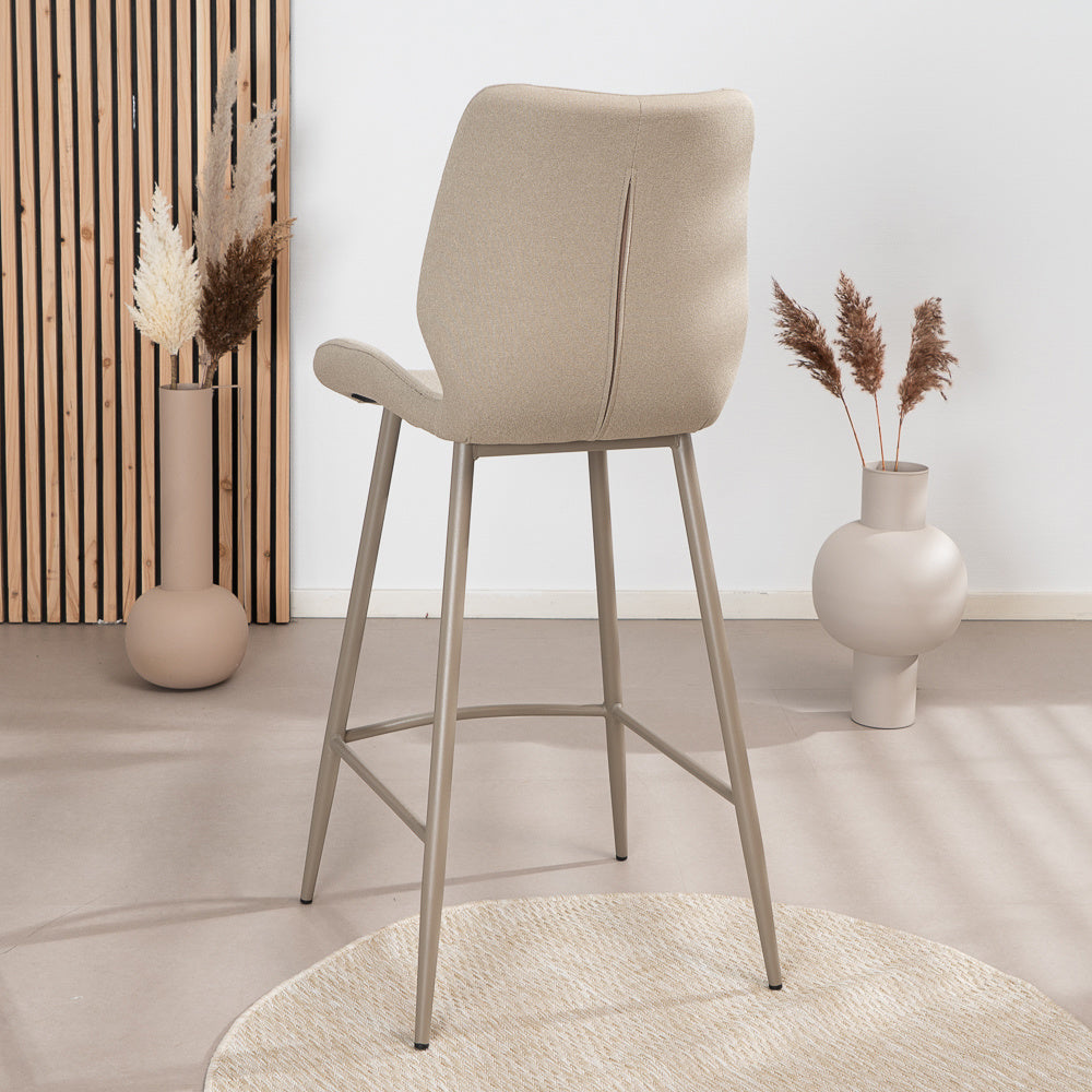 Scandinavian bar stool Jena taupe recycled fabric 69 cm - image 4