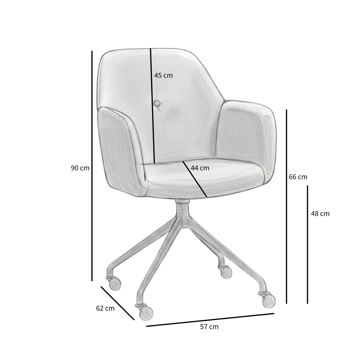 Scandinavian dining room chair on wheels Runa recycled fabric gray - image 15
