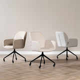 Scandinavian dining room chair on wheels Runa recycled fabric off white - image 11