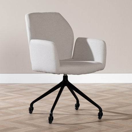 Scandinavian dining room chair on wheels Runa recycled fabric gray - image 1