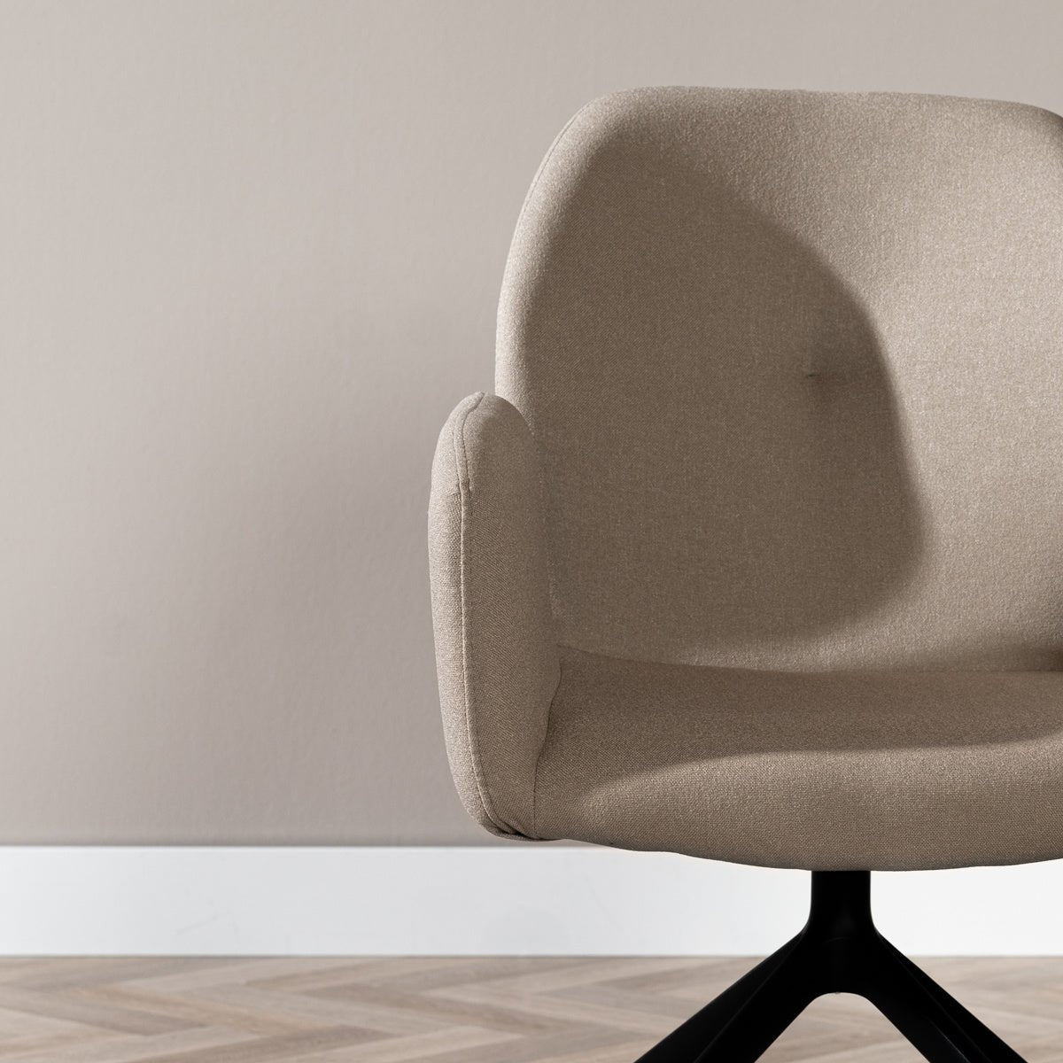 Scandinavian dining room chair on wheels Runa recycled fabric taupe - image 4