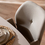Scandinavian dining room chair on wheels Runa recycled fabric taupe - image 9