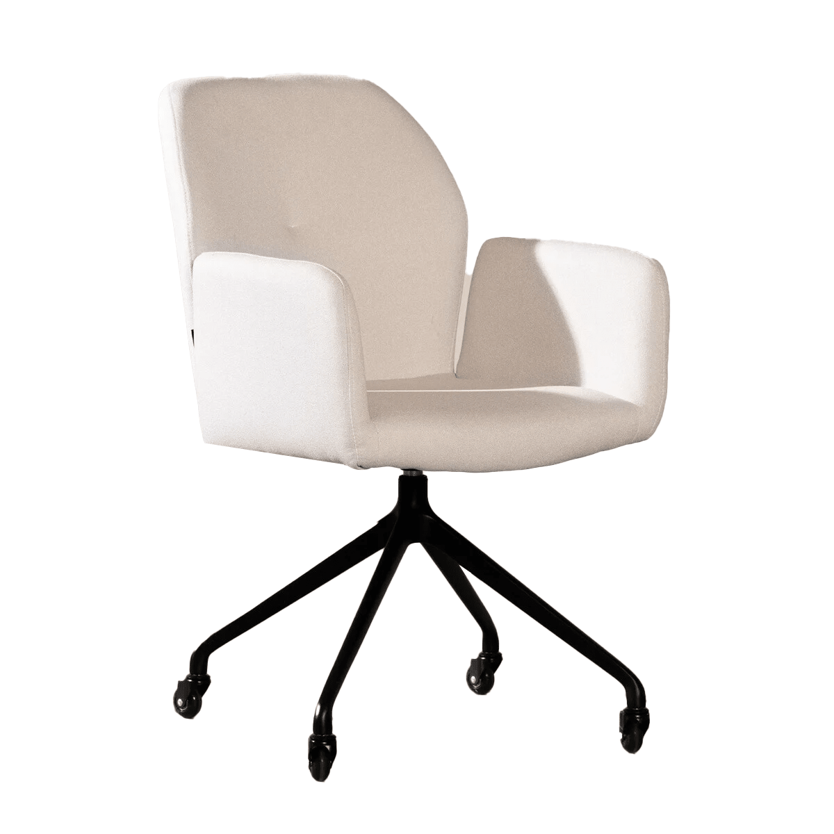 Scandinavian dining room chair on wheels Runa recycled fabric off white - image 14