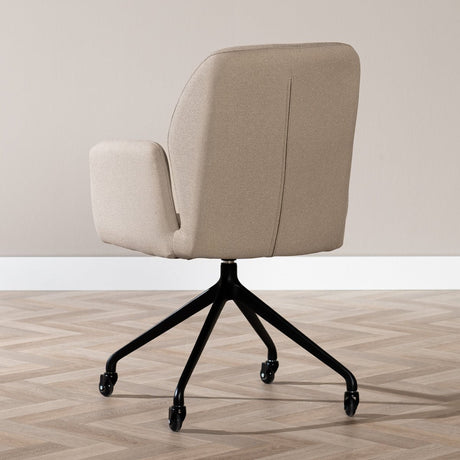 Scandinavian dining room chair on wheels Runa recycled fabric taupe - image 2